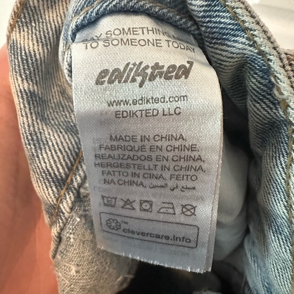 EDIKTED Light Wash Low Rise Ribbon Jeans Baggy Leg Loose Fit NWT size XL - Picture 2 of 7